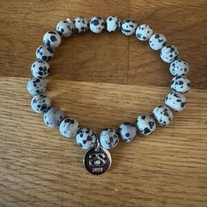 Spark*l Dalmatian Jasper Beaded Bracelet with Silver Charm
